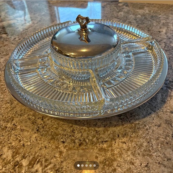 Vintage 13” Kromex 5-Part Lazy Susan Serving Tray / Relish Dish / Party Platter - Picture 5 of 14